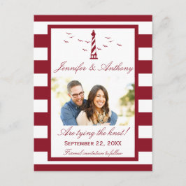 Nautical Lighthouse Wedding Photo Save the Date Aankondigingskaart
