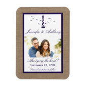 Nautical Lighthouse Wedding Photo Save the Date Magneet (Verticaal)