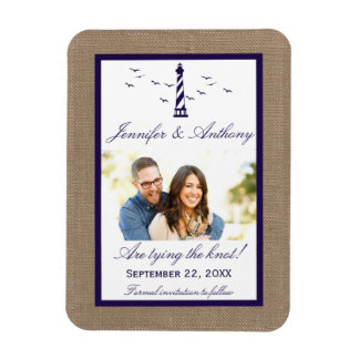 Nautical Lighthouse Wedding Photo Save the Date Magneet