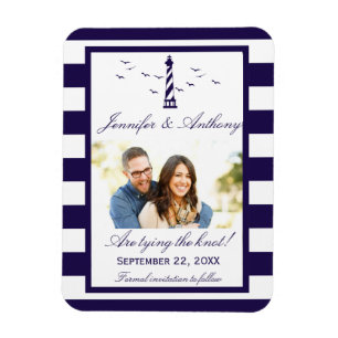 Nautical Lighthouse Wedding Photo Save the Date Magneet