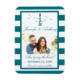 Nautical Lighthouse Wedding Photo Save the Date Magneet