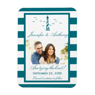 Nautical Lighthouse Wedding Photo Save the Date Magneet
