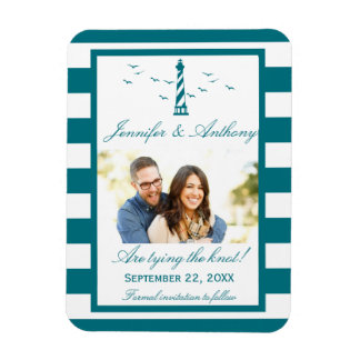 Nautical Lighthouse Wedding Photo Save the Date Magneet