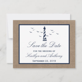 Nautical Lighthouse Wedding Save the Date Kaarten