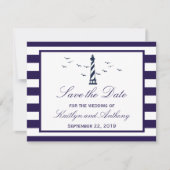Nautical Lighthouse Wedding Save the Date Kaarten (Voorkant)