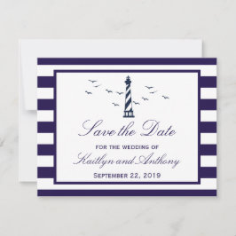 Nautical Lighthouse Wedding Save the Date Kaarten