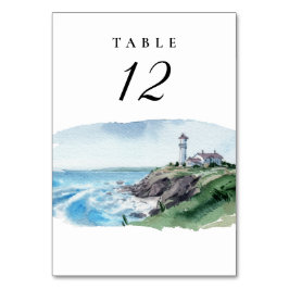 Nautical Lighthouse Wedding Table Number Kaart