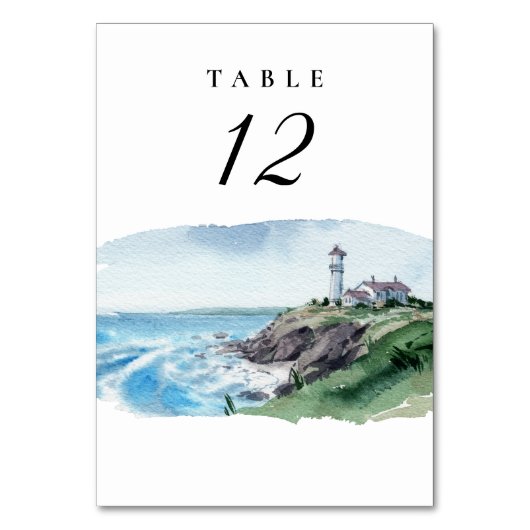 Nautical Lighthouse Wedding Table Number Kaart (Voorkant)