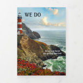 Nautical Lighthouse Wedding Tri-voudig Uitnodiging (Cover)