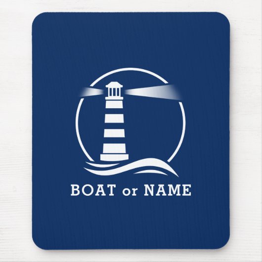 Nautical Lighthouse Your Boat of Name Navy Muismat (Voorkant)