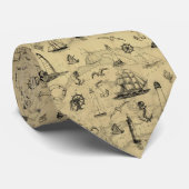 Nautical Lighthouses and Sailing Ships  Stropdas (Opgerold)