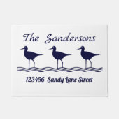 Nautical Lite Marine Blauw Wit Sandpipers Deurmat (Voorkant)