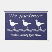 Nautical Lite Marine Blauw Wit Sandpipers Deurmat (Voorkant)