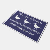Nautical Lite Navy Blauwe Witte Strandlopers Deurm Deurmat (Schuin)