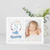 Nautical Little Cute Whale | Aankondiging geboorte (Staand voorkant)