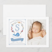 Nautical Little Cute Whale | Aankondiging geboorte (Voorkant / Achterkant)