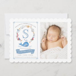 Nautical Little Cute Whale | Aankondiging geboorte