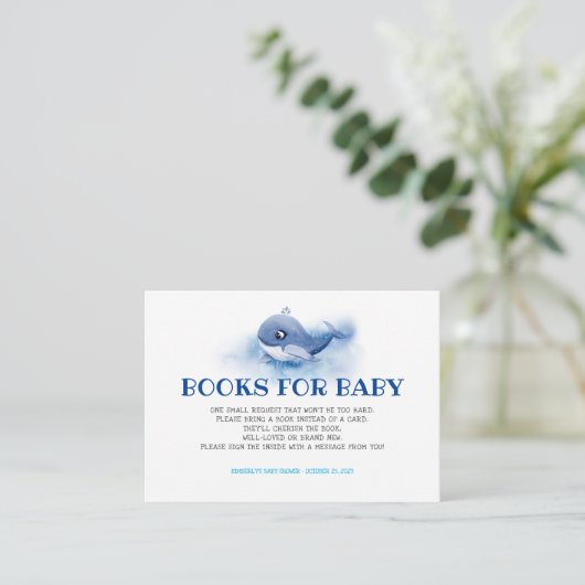 Nautical Little Whale Books voor Baby Informatiekaartje (Staand voorkant)
