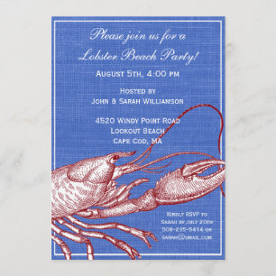 Nautical Lobster Bake Beach Party Kaart
