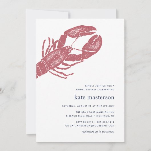 Nautical Lobster Bridal Shower Kaart (Voorkant)