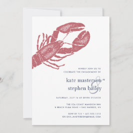 Nautical Lobster Engagement Party Kaart