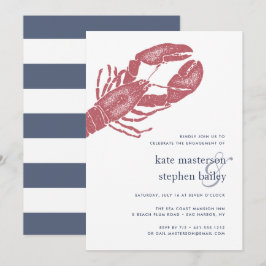 Nautical Lobster Engagement Party Kaart