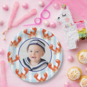 Nautical Lobster Kids Birthday Photo Papieren Bordje (Feest)