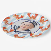 Nautical Lobster Kids Birthday Photo Papieren Bordje (Gekanteld)