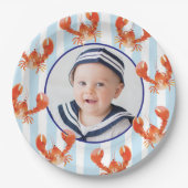 Nautical Lobster Kids Birthday Photo Papieren Bordje (Voorkant)