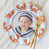 Nautical Lobster Kids Birthday Photo Papieren Bordje