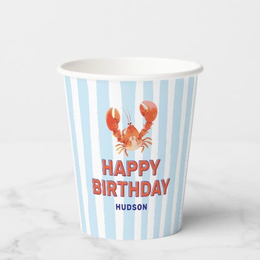 Nautical Lobster Kids Happy Birthday Papieren Bekers (Achterkant)
