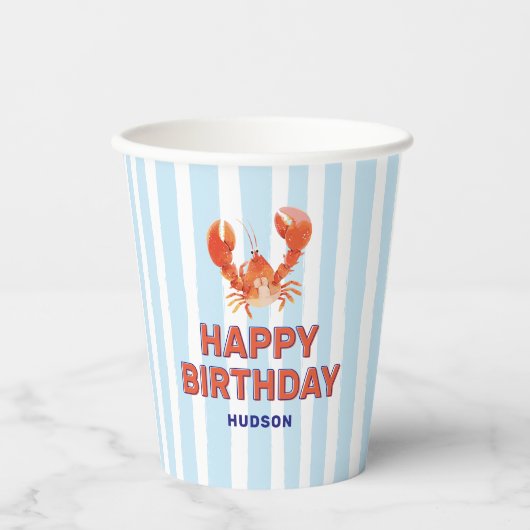 Nautical Lobster Kids Happy Birthday Papieren Bekers (Voorkant)