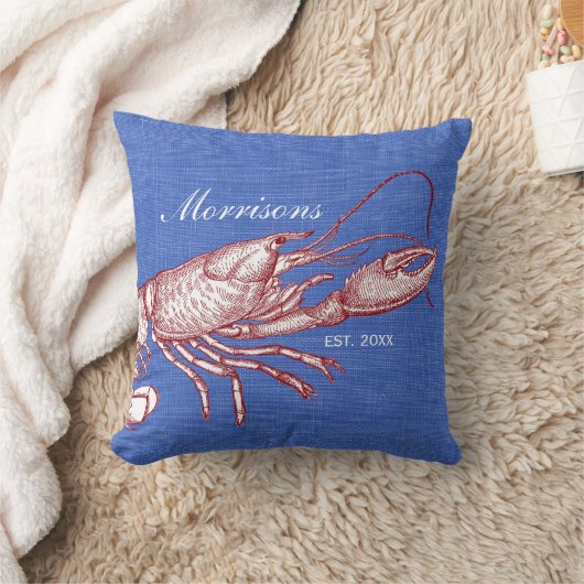  Nautical Lobster Monogram Beach House Kussen (Deken)