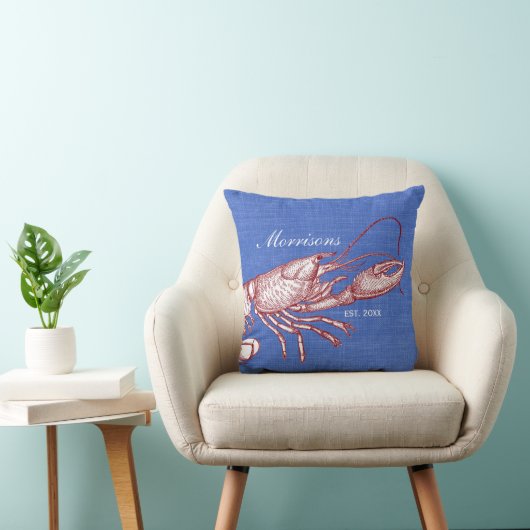  Nautical Lobster Monogram Beach House Kussen (Stoel)