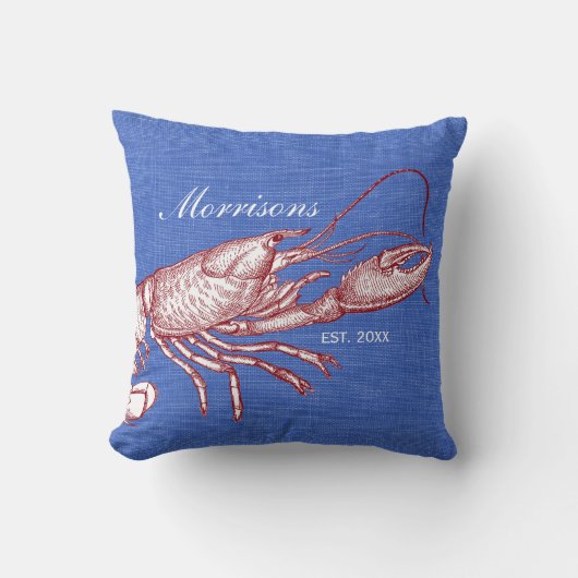  Nautical Lobster Monogram Beach House Kussen (Voorkant)