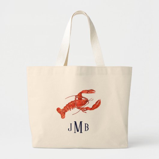 Nautical Lobster Monogrammed Canvas tas (Voorkant)