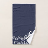 Nautical Lobster Navy Blue white Bad Handdoek (Handdoek)
