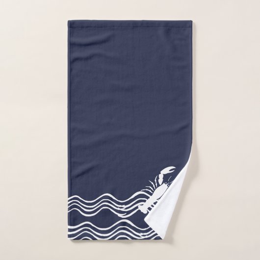 Nautical Lobster Navy Blue White Bath Towel Set Bad Handdoek (Handdoek)