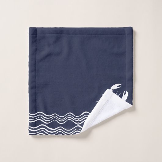 Nautical Lobster Navy Blue White Bath Towel Set Bad Handdoek (Wasdoekje)