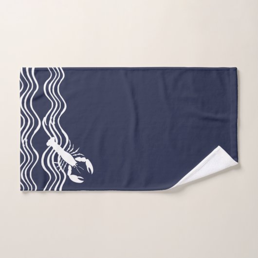 Nautical Lobster Navy Blue White Bath Towel Set Bad Handdoek (Handdoek)