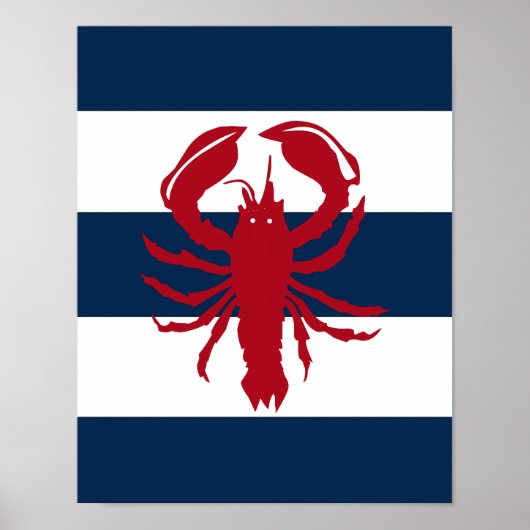 Nautical Lobster print rood, marjoin en wit (Voorkant)