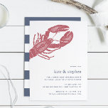 Nautical Lobster Rehearsal Dinner Invitation Kaart<br><div class="desc">De uitnodiging voor het diner van de kustkerkrepetitie bevat een  uitgelijnde stijl kreeft in gedempt rood,  met uw repetitieve diner in klassiek marinblauw. Ideaal voor strand,  zomer of nautische repetities en feestelijkheden. Deze uitnodigingen in kuststijl keren terug naar brede blauwe en witte strepen.</div>