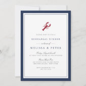 Nautical Lobster Rehearsal Dinner Invitation Kaart (Voorkant)