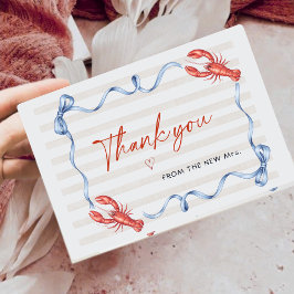 Nautical Lobster Ribbon Bridal Shower Thank You Bedankkaart