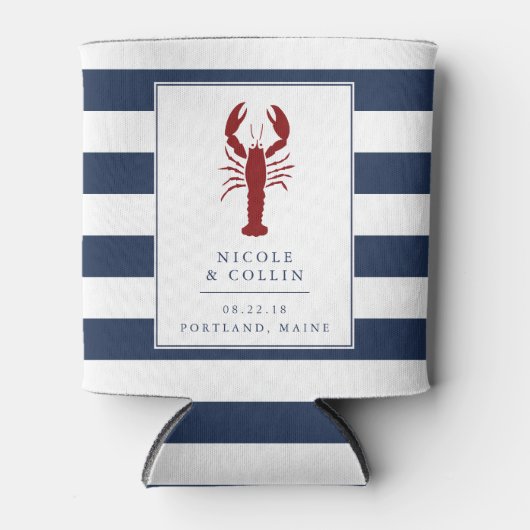 Nautical Lobster Wedding Favor Blikjeskoeler (Voorkant)