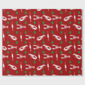 Nautical Lobsters and Buoys-kerstpatroon Cadeaupapier (Vlak)