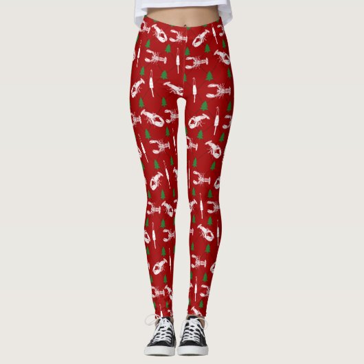 Nautical Lobsters and Buoys-kerstpatroon Leggings (Voorkant)
