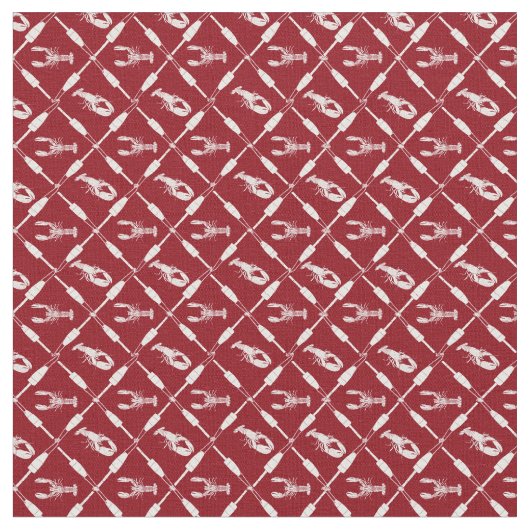 Nautical Lobsters and Buoys Pattern Illustrated Stof (Close Up)