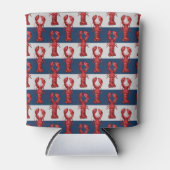 Nautical Lobsters on Navy Blue and Grey Stripes Blikjeskoeler (Voorkant)