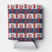 Nautical Lobsters on Navy Blue and Grey Stripes Blikjeskoeler (Achterkant)